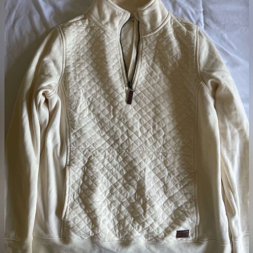 L.L. Bean Off-White Quilted Zip-Up Sweater